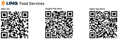 QR codes to download the LINQ Food Services app